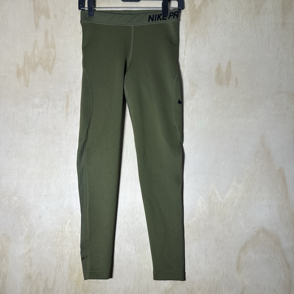 Nike Pro Dri-fit Tights Olive Green Size Medium